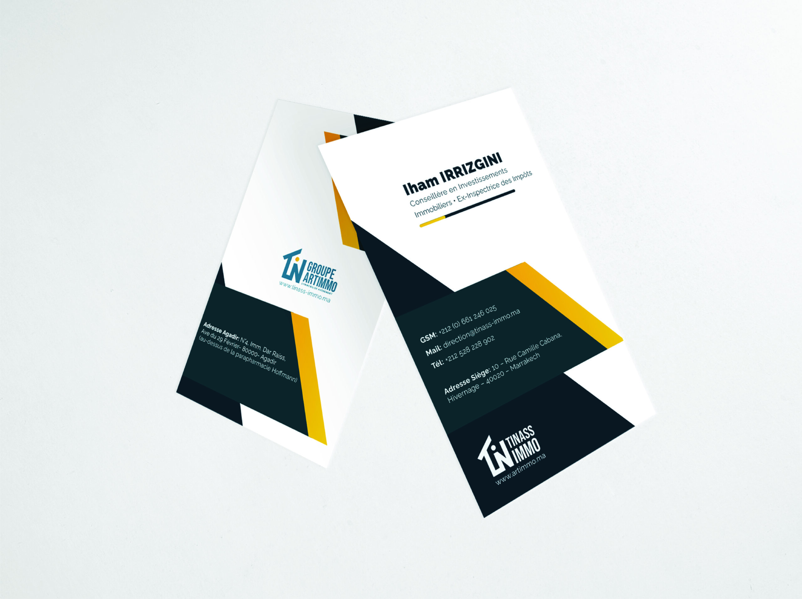 business card design orange colour real estate agent